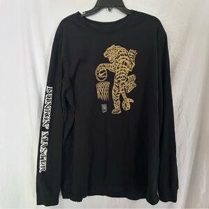 Nike Tee Tiger Graphic Long Sleeve Basketball Cotton T-Shirt XXL Black